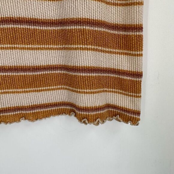 American Eagle Boxy Striped Lettuce Trim Fall Autumn Short Sleeve T-shirt XS - Picture 5 of 7